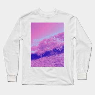 Ocean Wave in Pink Neon Gradient - Perfect for Ocean-Loving Girls Long Sleeve T-Shirt